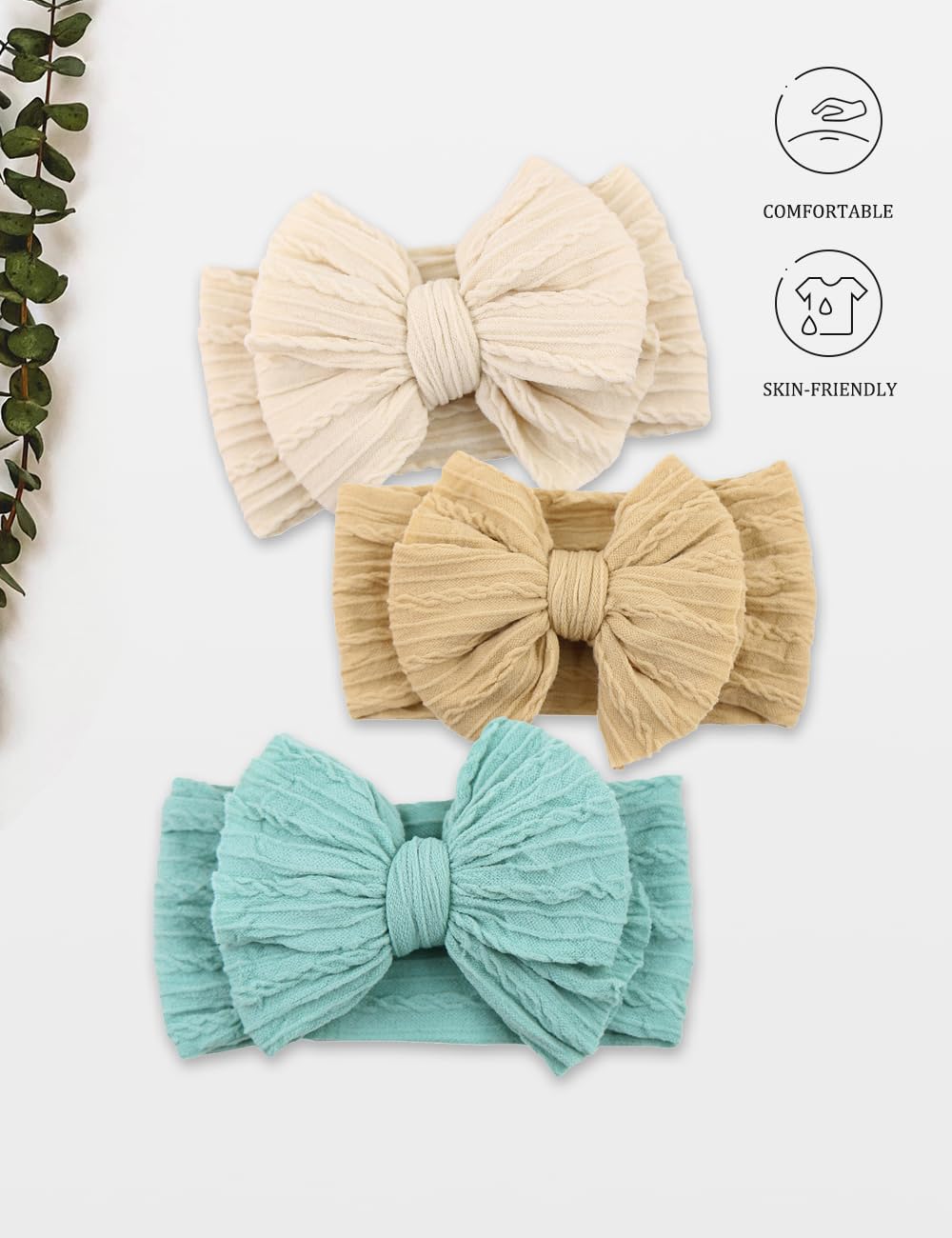 Zurlefy Nylon Blue Baby Headbands Bows, Stretchy Gray Infant Headband Bows For Baby Girls Boys Newborn Head Wraps Toddler Unisex