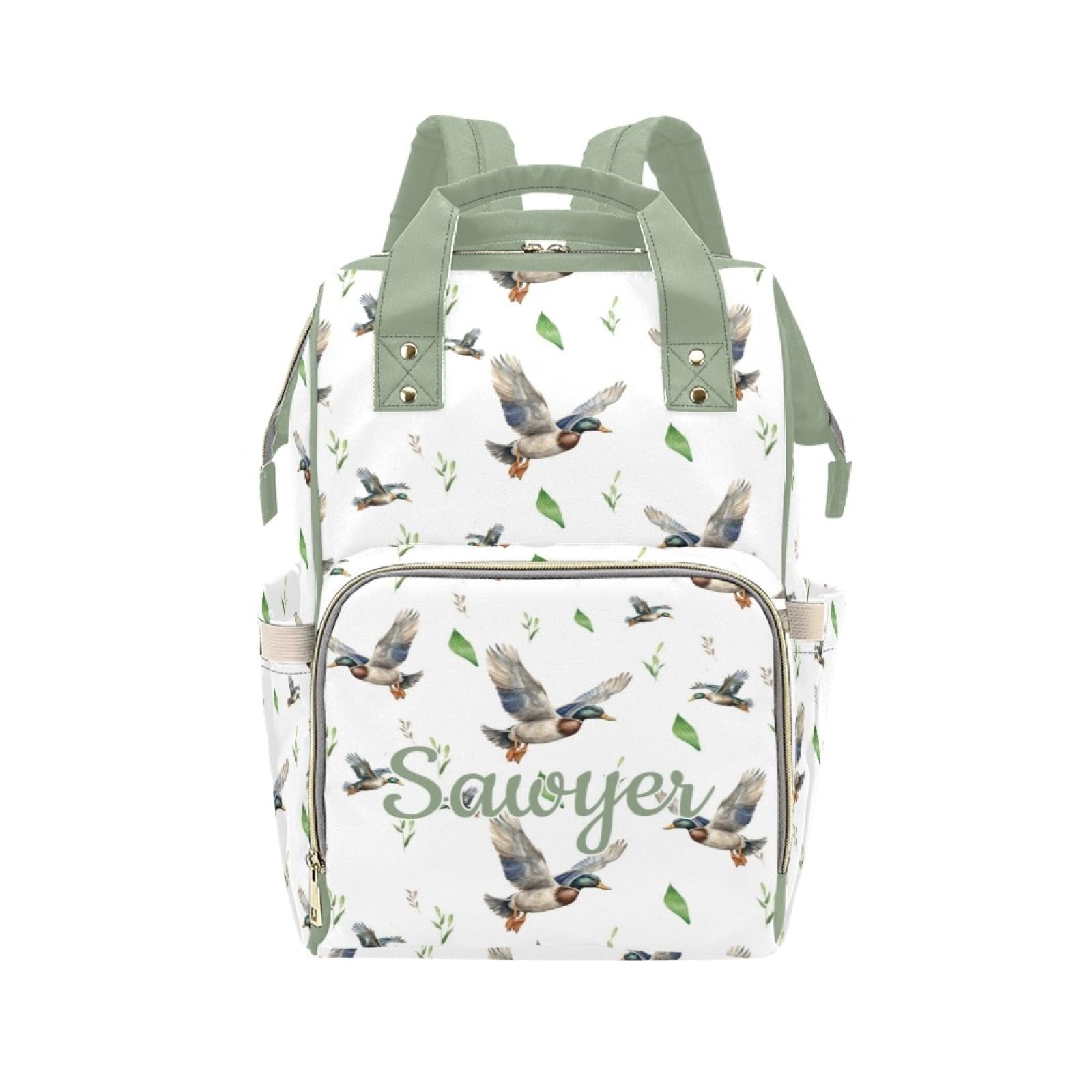 Personalized Mallard Diaper Bag Backpack with Name - Custom Baby Travel Tote for Mom or Dad, Nursing Bag for Girls, Shower Gift 