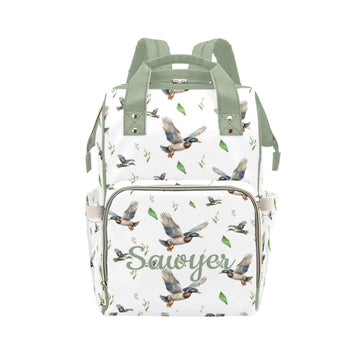 Personalized Mallard Diaper Bag Backpack with Name - Custom Baby Travel Tote for Mom or Dad, Nursing Bag for Girls, Shower Gift 