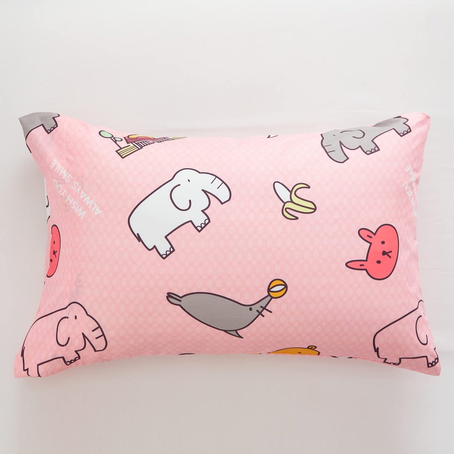 Flysheep 4 Pieces Pink Toddler Bedding Set, Elephant Lion Animals Printed For Baby Girls - Includes Quilted Comforter, Flat Shee