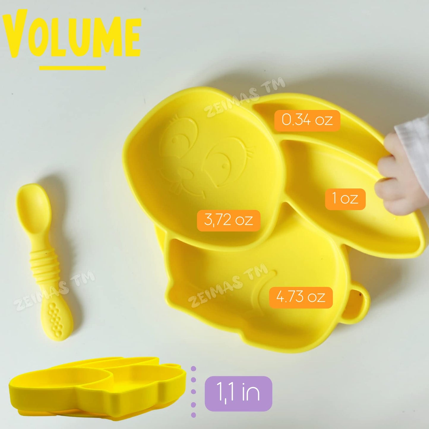 Zeimas Silicone Divided Toddler Baby Plates - Portable Non Slip Suction Plates For Children Babies And Kids Bpa Free Baby Dinner