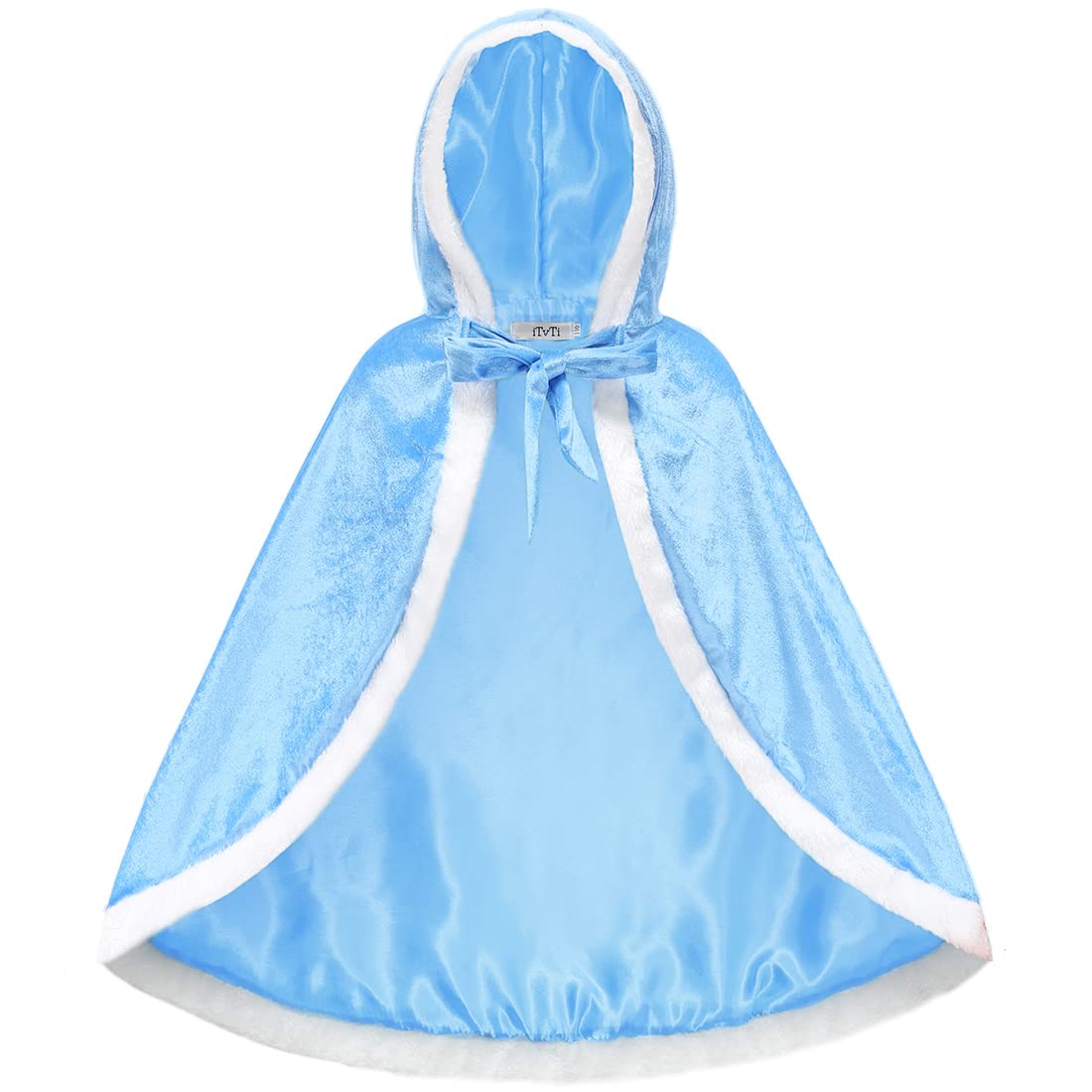 Itvti Princess Cloak With Hood Girls Cape Kid Toddler Costume Dress Up For Halloween Christmas Carnival Cosplay, Blue, 2-3 Years