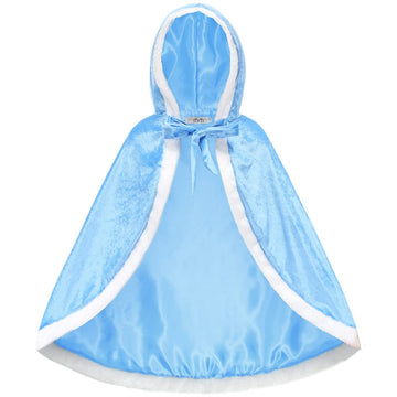 Itvti Princess Cloak With Hood Girls Cape Kid Toddler Costume Dress Up For Halloween Christmas Carnival Cosplay, Blue, 2-3 Years