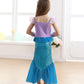 Luzlen Little Girls Mermaid Princess Costume Party Dress For Toddler Kids Baby Halloween Cosplay Dress Up With Accessories, Blue