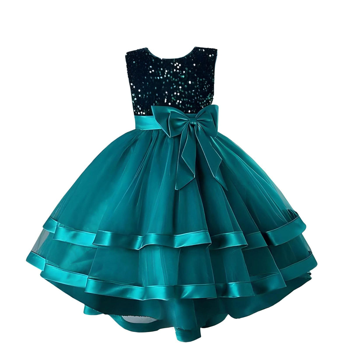 Niren Enterprise Embroidery Sequence Baby Frock for Kid Girls (Blue Kingfisher, 67 Years)