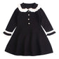 Peecabe Ruffles Toddler Girls Sweater Dress Soft Warm Long Sleeve V-Neck 2-6T Knitted Dress For Fall Winter (Black, 3T)