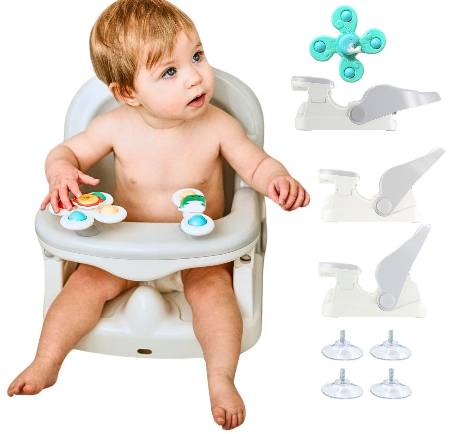 Cuddobaby Baby Bath Seat 3-In-1 ?360 Protection Against Side Tipping, 3-Level Adjustable? Astm Approved Safety, Detachable Arm,