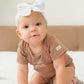Jollybows 3Pcs Baby Nylon Headbands Hairbands Hair Bow Elastics For Baby Girls Newborn Infant Toddlers Kids (8-White+Beige+Ginge