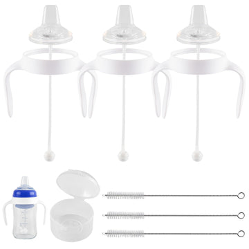 Sippy Cup Soft Spout Conversion Kit for Lansinoh Baby Bottle, Toddler Transition Kit with Silicone Sippy Spout Nipple, Weighted 