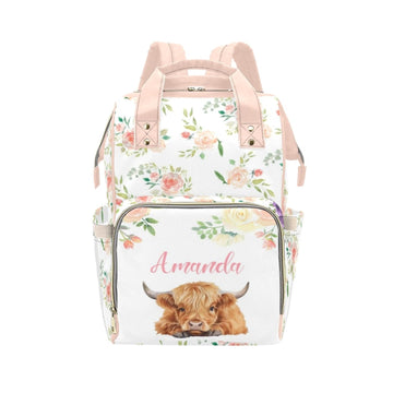 Personalized Diaper Bag Backpack for Women, Custom Name Nursing Mommy Daypack, Diaper Bag for Girls Boys, New Mom Gifts (Highlan