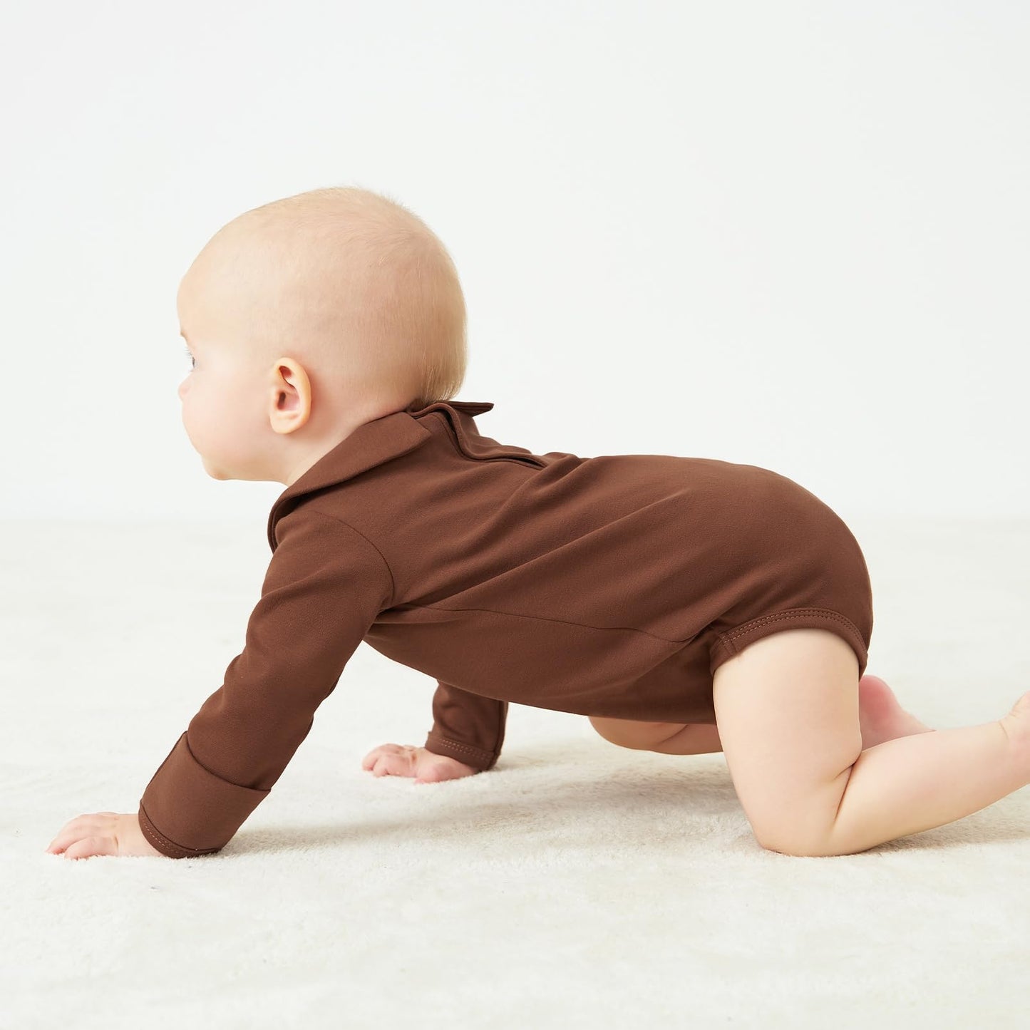 Pureborn Baby Girls Boys Bodysuit Long Sleeve Cotton Peter Pan Collar Romper Spring Fall One-Piece Outfit Sienna 0-3 Months