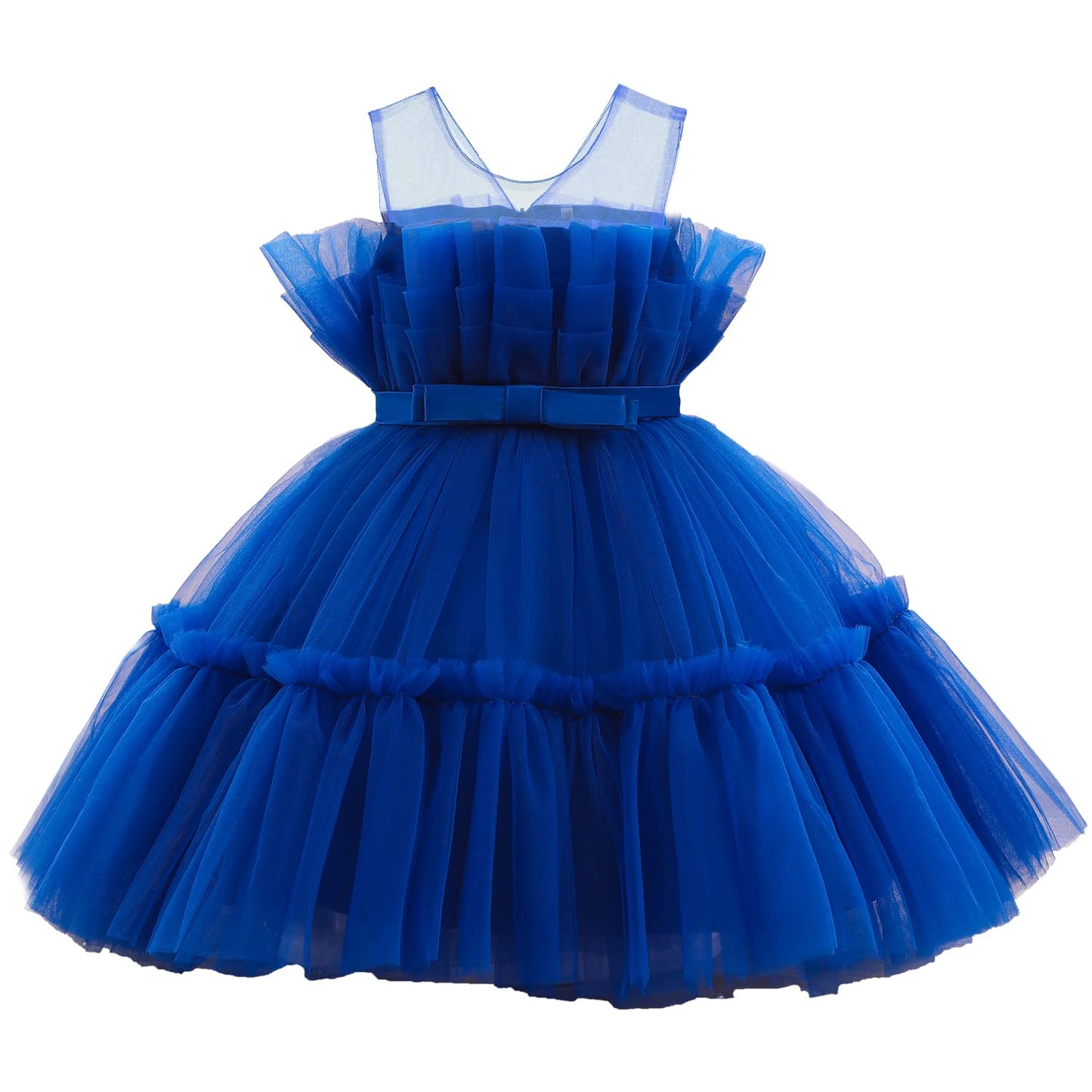 Flower Baby Girl Lace Dress Toddler Tulle Sleeveless Bow Princess Party Wedding Pageant Bridesmaid (Navy Blue042.6-12 Months)