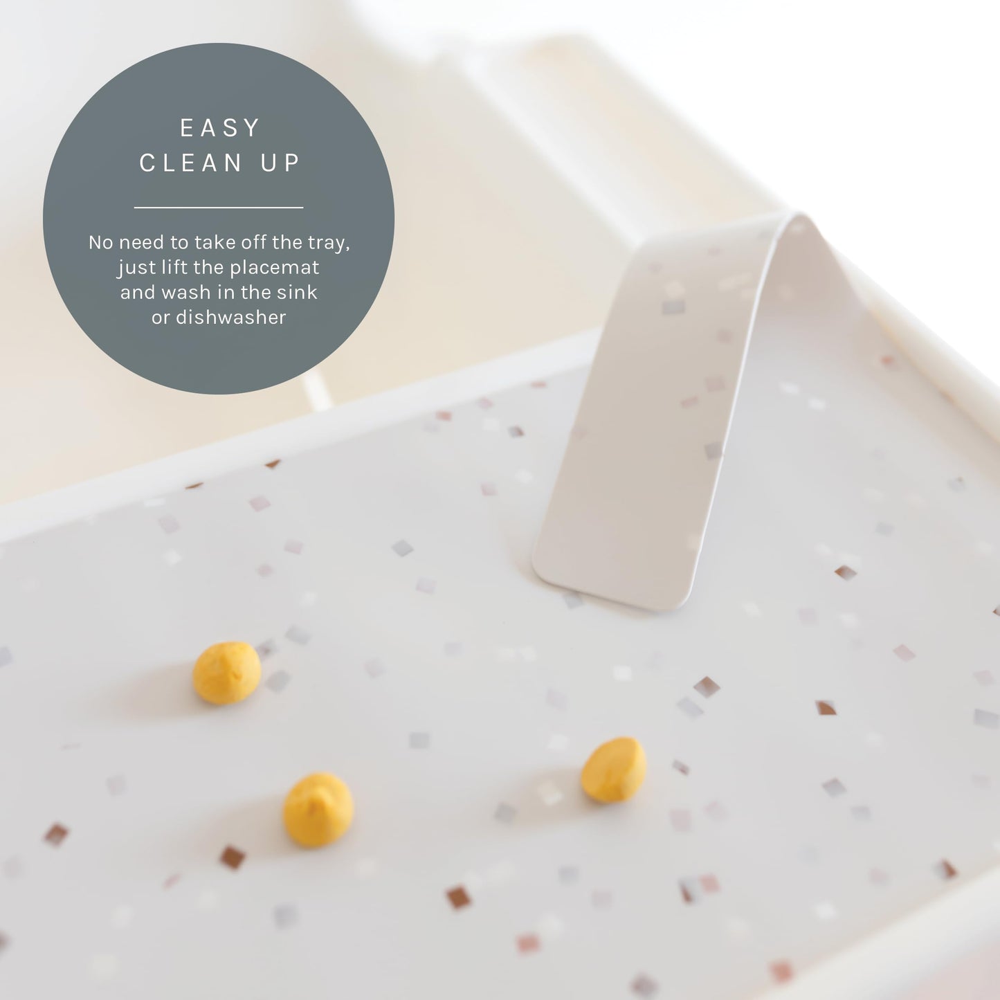 Yeah Baby Goods Placemats Compatible W/Antilop High Chair (Terrazzo On Milk) - Slip-Resistant & Food-Grade Silicone High Chair M