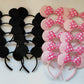 Newtgan 20 Pcs Mouse Ears Headbands For Birthday Party Theme Park Costume Play Celebration For Boys And Girls (Black,Pink) (Pink