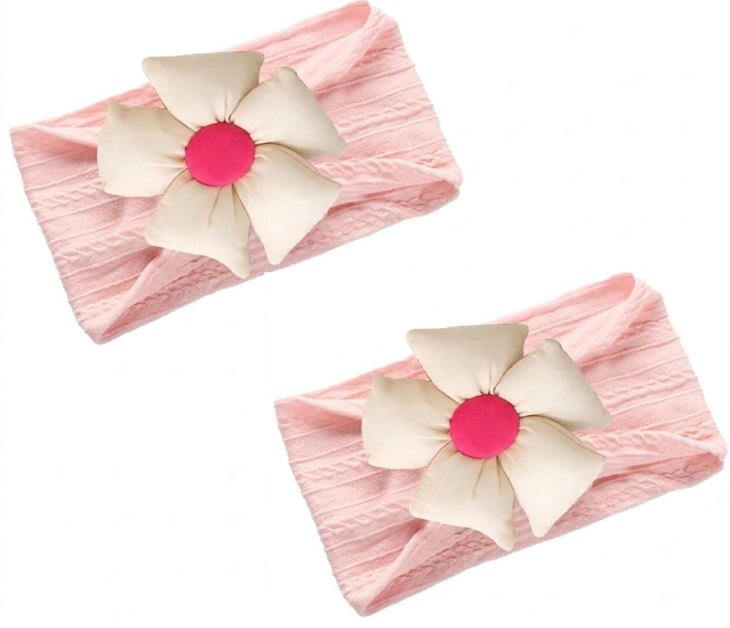 Krylar 2Pcs Baby Headband Soft Nylon Flower Headbands For Girls Stretchy Infant Turban Head Wrap Newborn Baby Hair Accessories T