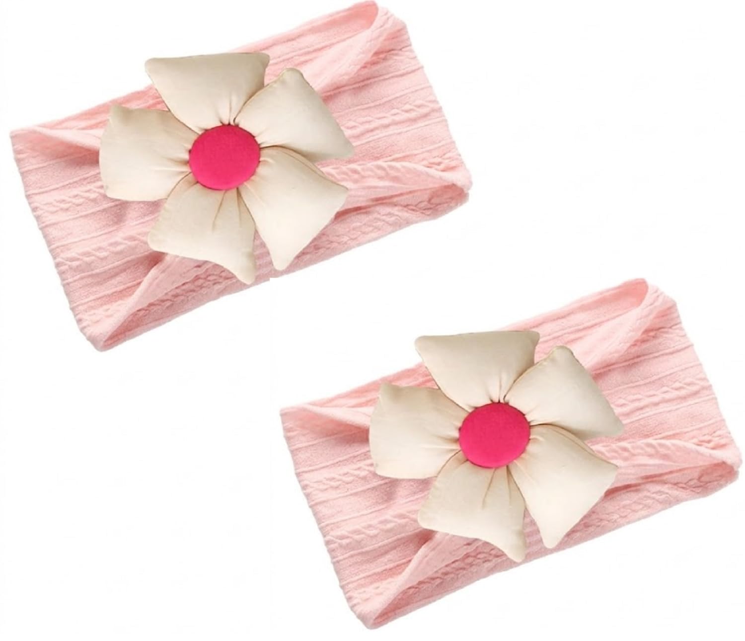 Krylar 2Pcs Baby Headband Soft Nylon Flower Headbands For Girls Stretchy Infant Turban Head Wrap Newborn Baby Hair Accessories T