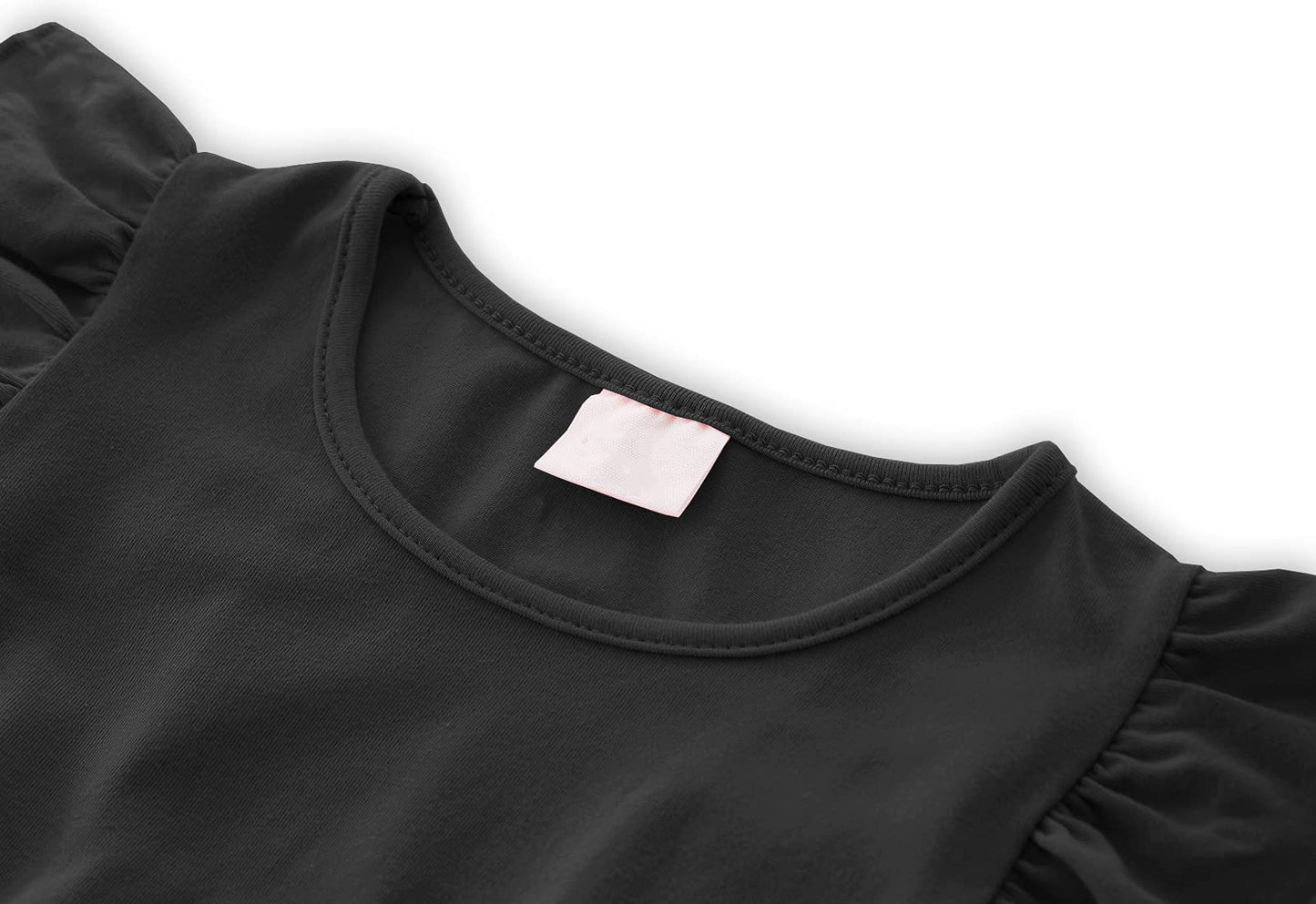 Lyxiof Girls Tutu Dress Casual Tulle Summer Solid Color Ruffle Sleeve Dress Black 100Cm