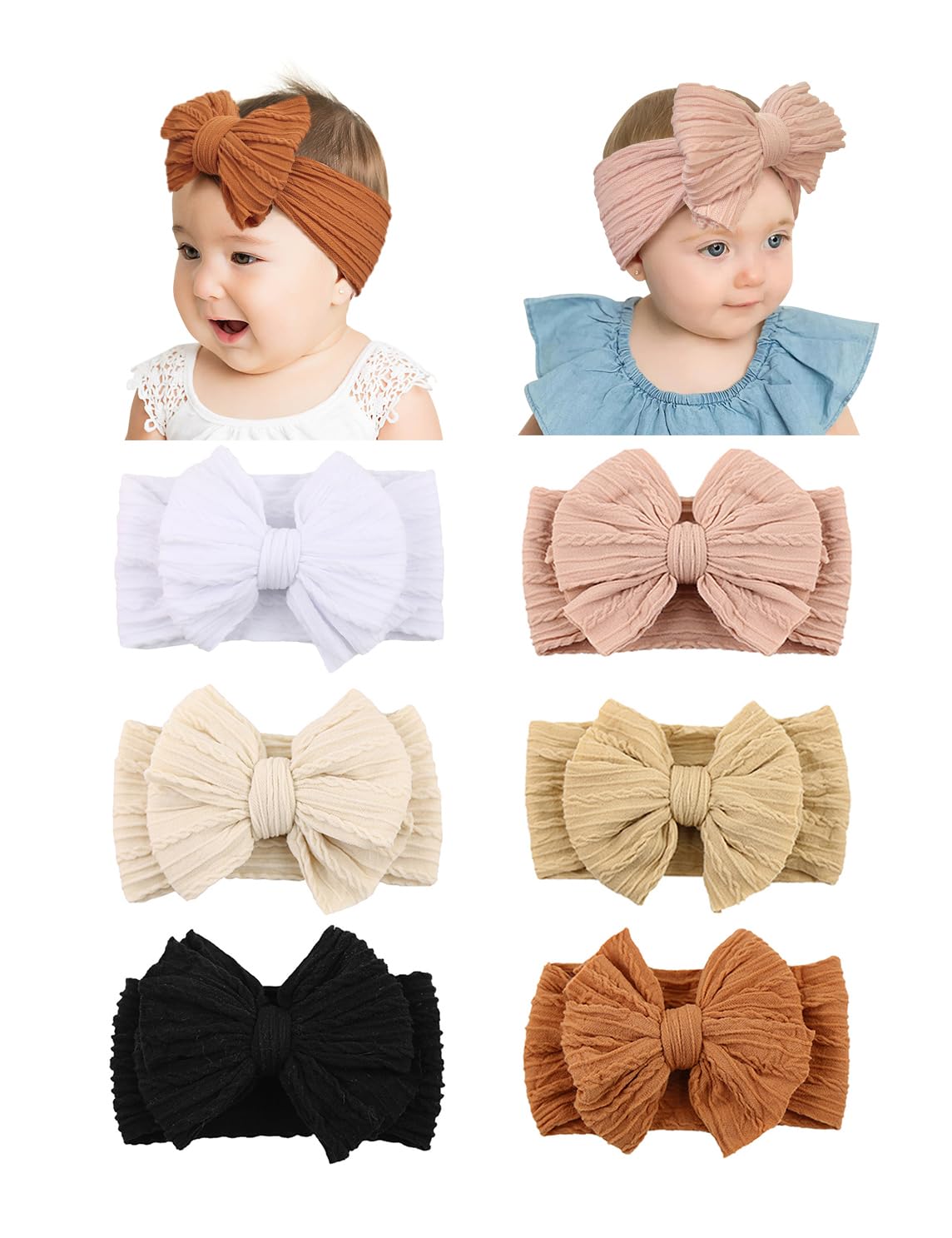 Zurlefy Rust Baby Headbands With Bows, Cute Headband Bow For Baby Girls Infant Head Wraps Newborn Toddler Bonnet Unisex Gifts(03