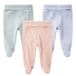 Teach Leanbh Infant Baby 3 Pack Footed Pants Cotton High Waist Casual Leggings (12 Months, A)