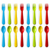 Plaskidy 16 Pcs Plastic Toddler Utensils Set 8 Kids Forks And 8 Kids Spoons Bpa Free/Dishwasher Safe Toddler Silverware Brightly