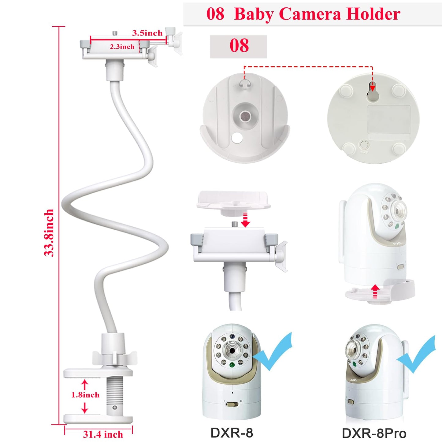 Eysaft Baby Monitor Holder Mount For Infant Optics Dxr-8 Pro & Dxr-8