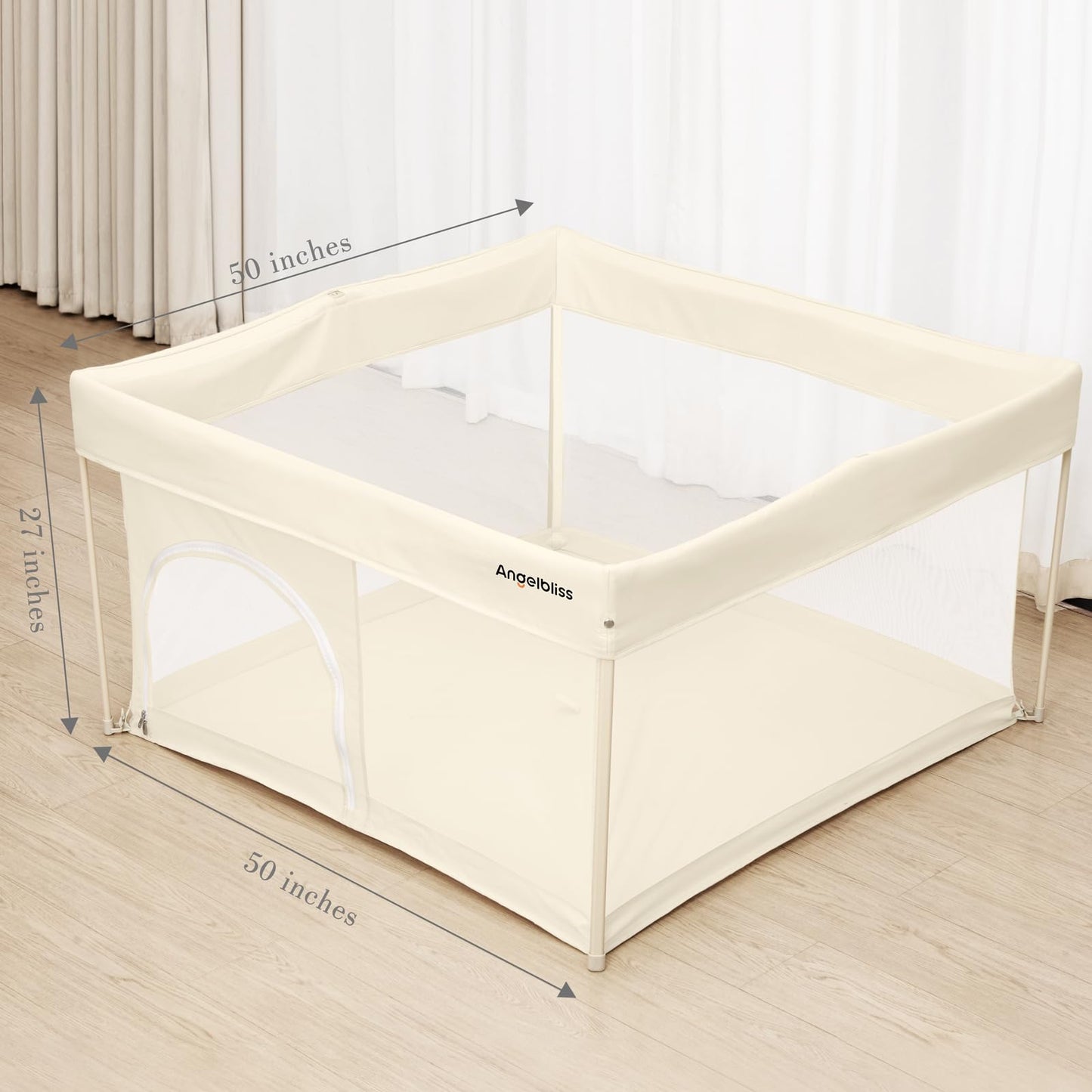 Foldable Baby Playpen 50  50, Out-of-The-Box Ready Playpen for Babies and Toddlers, Portable Play Yard with Breathable Mesh & AS