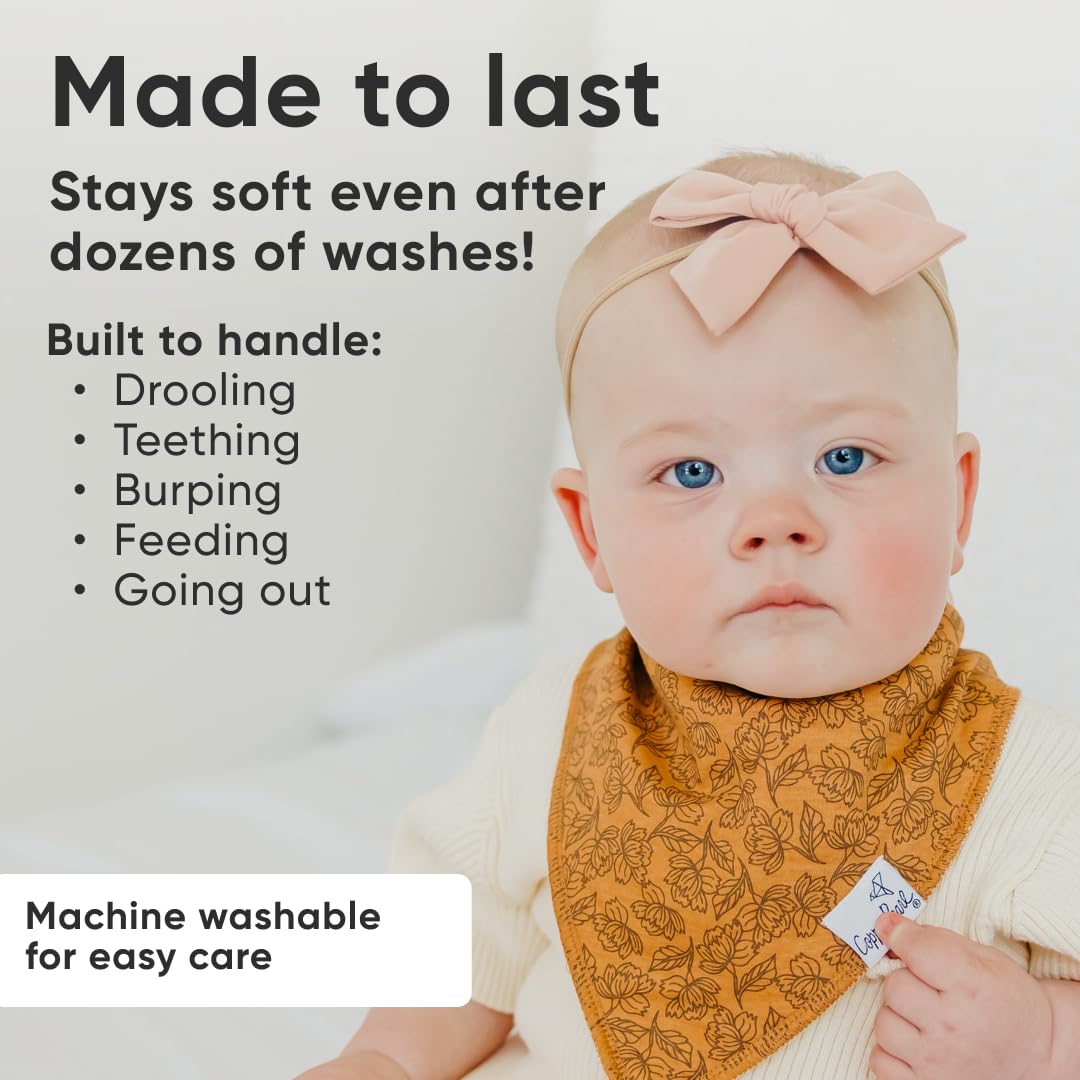 Baby Bandana Drool Bibs for Drooling and Teething 4 Pack Gift Set Flora by Copper Pearl