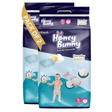 Honey Bunny Everyday Baby Diapers Pants | Extra Large (Xl), 108 Count, 1217 Kg | Silky Soft On Skin | 12 Hours Protection Baby 