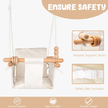 Baby Swing Outdoor Indoor Toddler Swing Seat With Safety Belt, Canvas Hanging Swings Outside Tree Swing Great Gift For Baby Boys