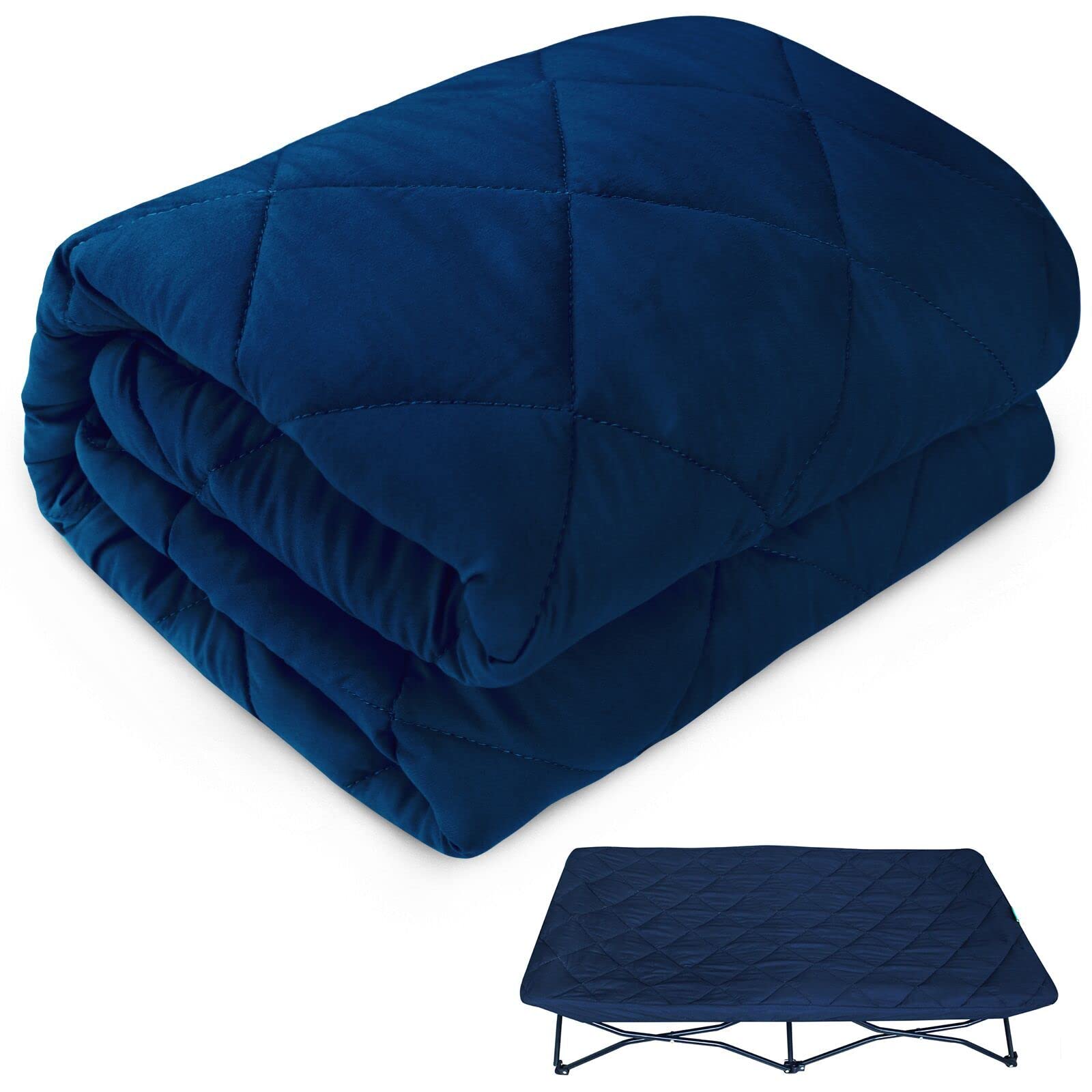 Sheet For Regalo My Cot Portable Toddler Bed, Joovy Travel Cot (Sheet Only, Bed Not Included), Soft Padded Cover, Navy, 54''X28'
