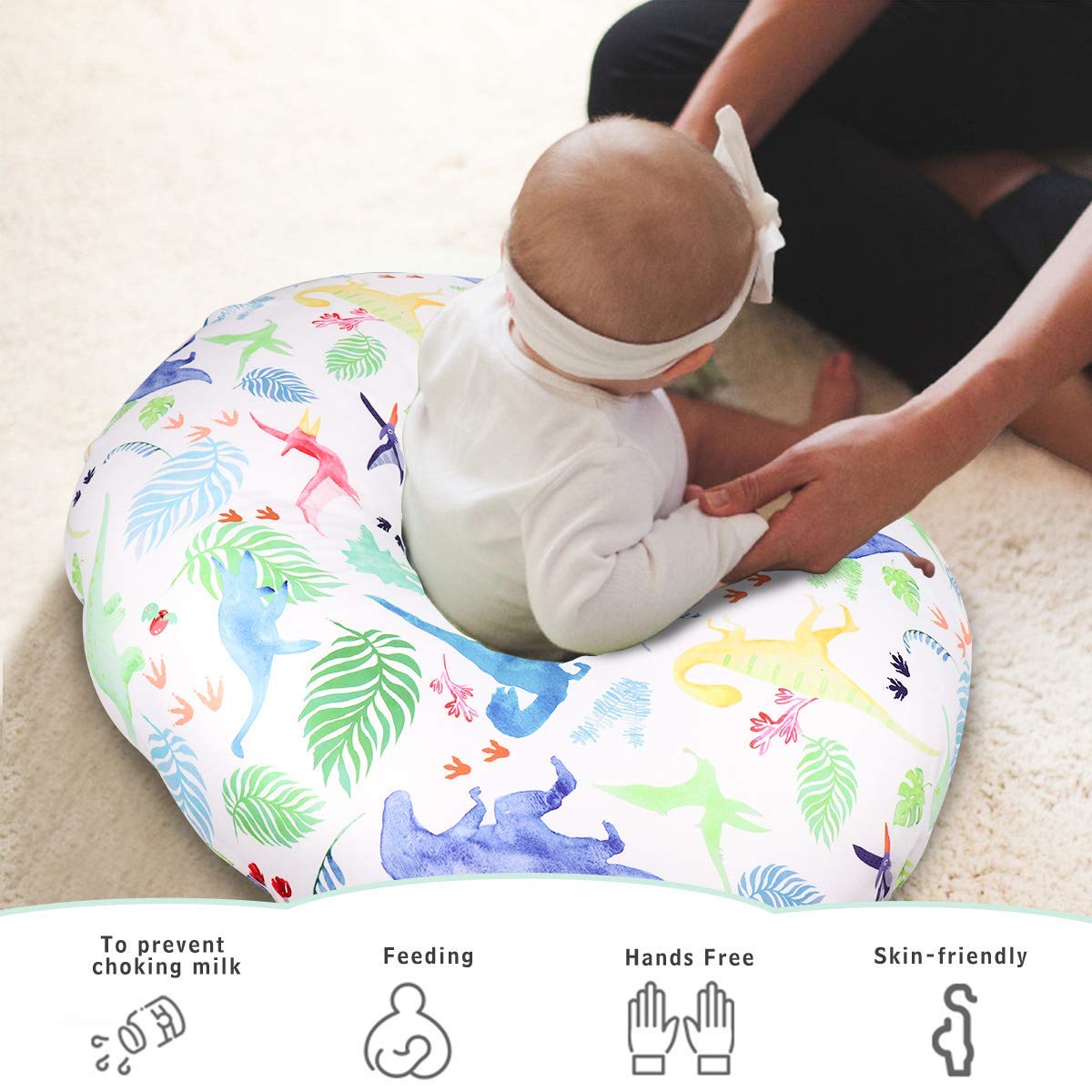 Dinosaur Nursing Pillow Cover, Breastfeeding Pillow Slipcover For Baby Boys & Girls, Nursing Pillow Case For Newborn, Soft Fabri