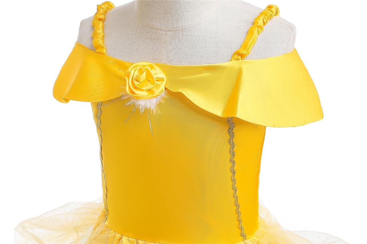 Dressy Daisy Toddler Little Girls' Princess Costume Fancy Dresses Up Halloween Party With Accessories Size 4-5 Gold