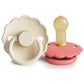 Frigg Daisy Natural Rubber Baby Pacifier | Made In Denmark | Bpa-Free (Cream/Poppy, Size 2) 2-Pack