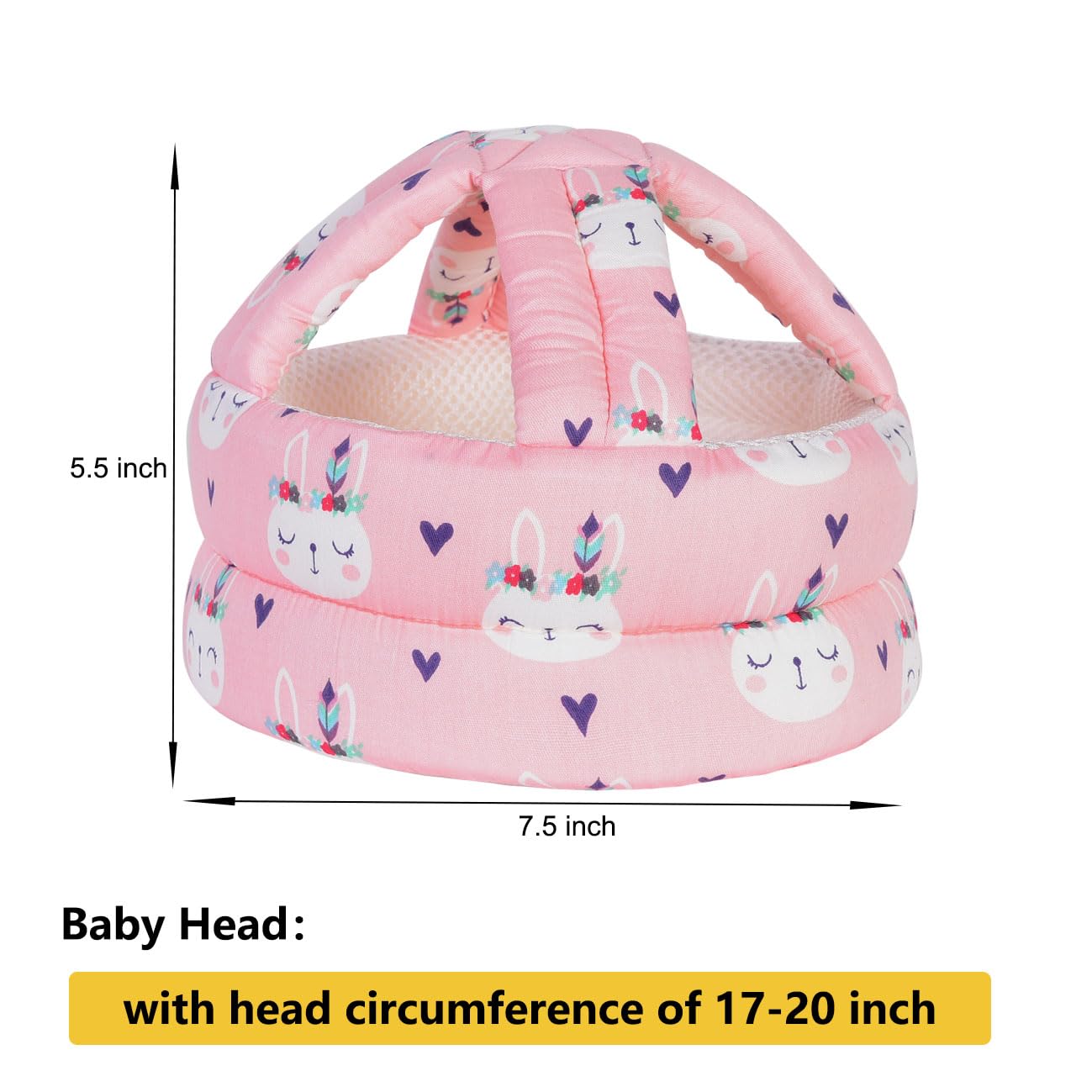 Umtiti Baby Adjustable Helmet, Lightweight And Soft.Great For Baby Learning To Walk And Crawl.Pink Rabbit