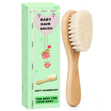 Molylove Baby Hair Brush, Wooden Goat Bristles Hair Brush for Newborns & Toddlers, Ideal for Cradle Cap, Perfect Baby Registry G