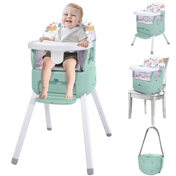 4 In 1 Portable Baby High Chair,Convertible Highchair For Babies And Toddlers-Foldable Infant Booster Seat,Carry Small Box,Dinin