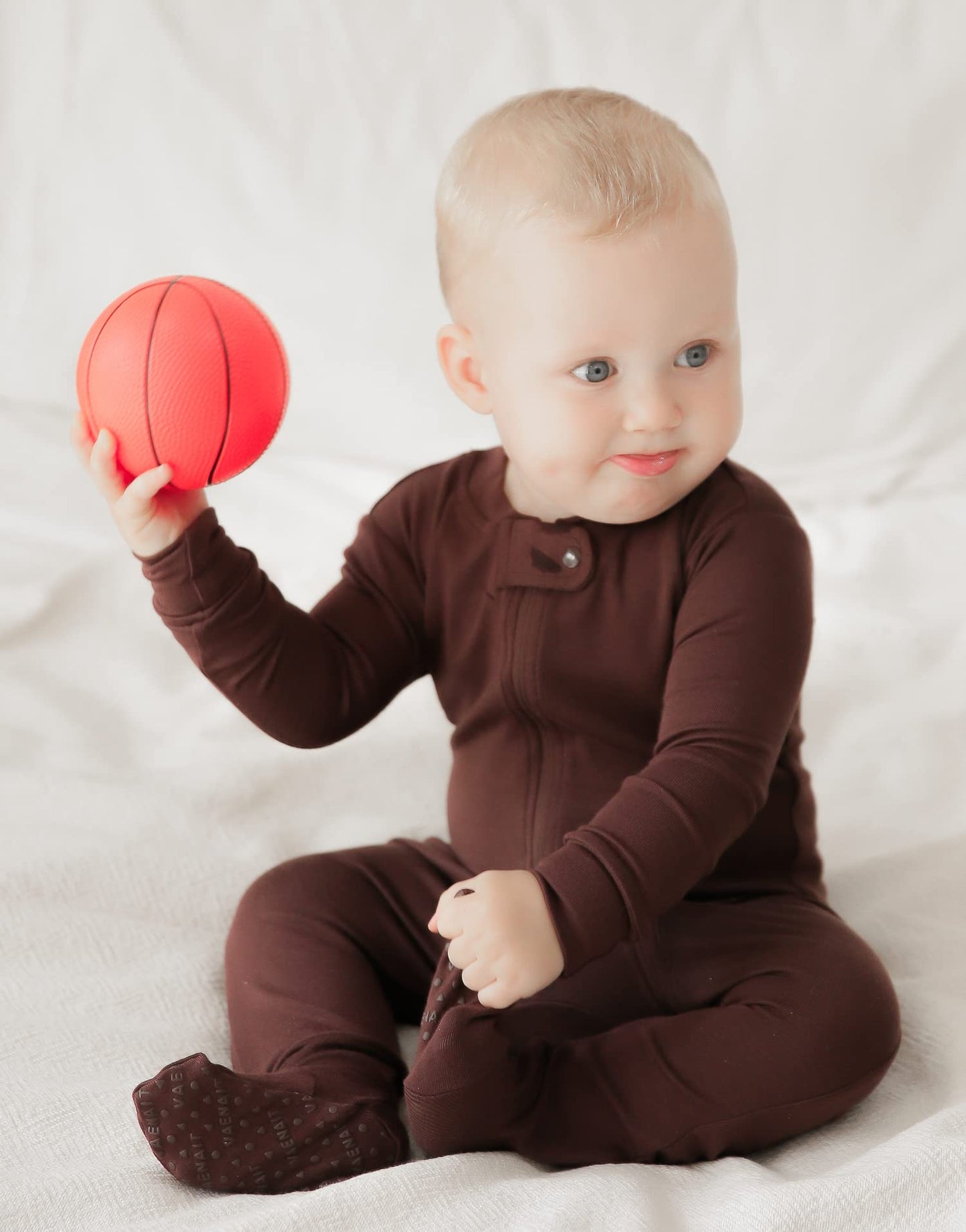 Vaenait Baby Toddler Boys Girls Solid Footie Pajama Cozy Modal Darkbrown 18M