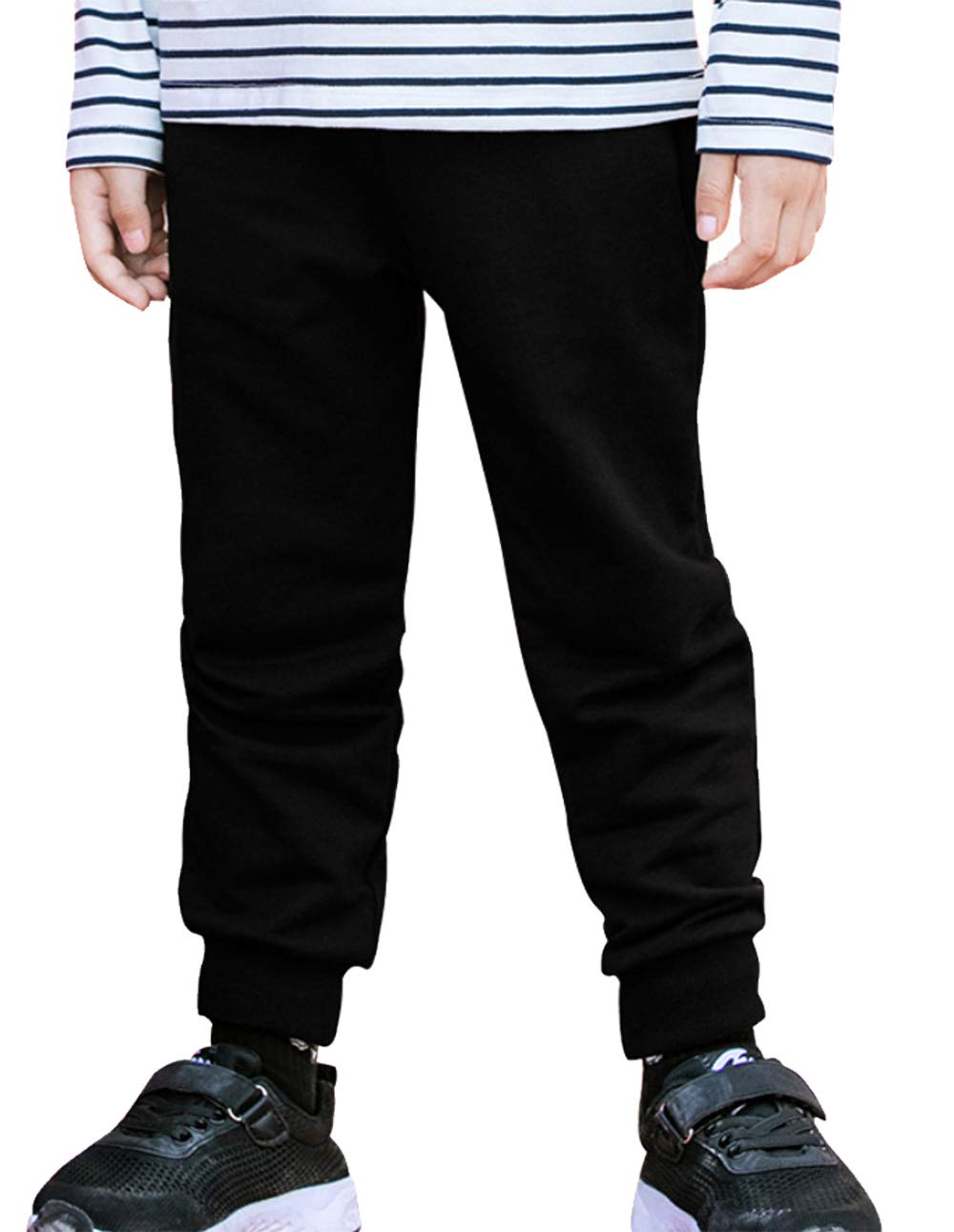 T.H.L.S Toddler Baby Boys Girls Sweatpants Cotton Active Jogger Pants With Pockets 3 Pack Grey Blue Black