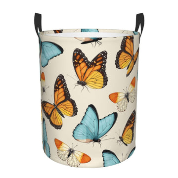 Pevtufa Butterflies Foldable Laundry Basket Organizer,Fabric Clothes Toy Storage Basket Nursery Hamper Storage Bin For Household