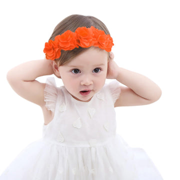 Baby Girls Headband Orange Hair Accessories Newborn Flower Crown Headbands For Birthday Party