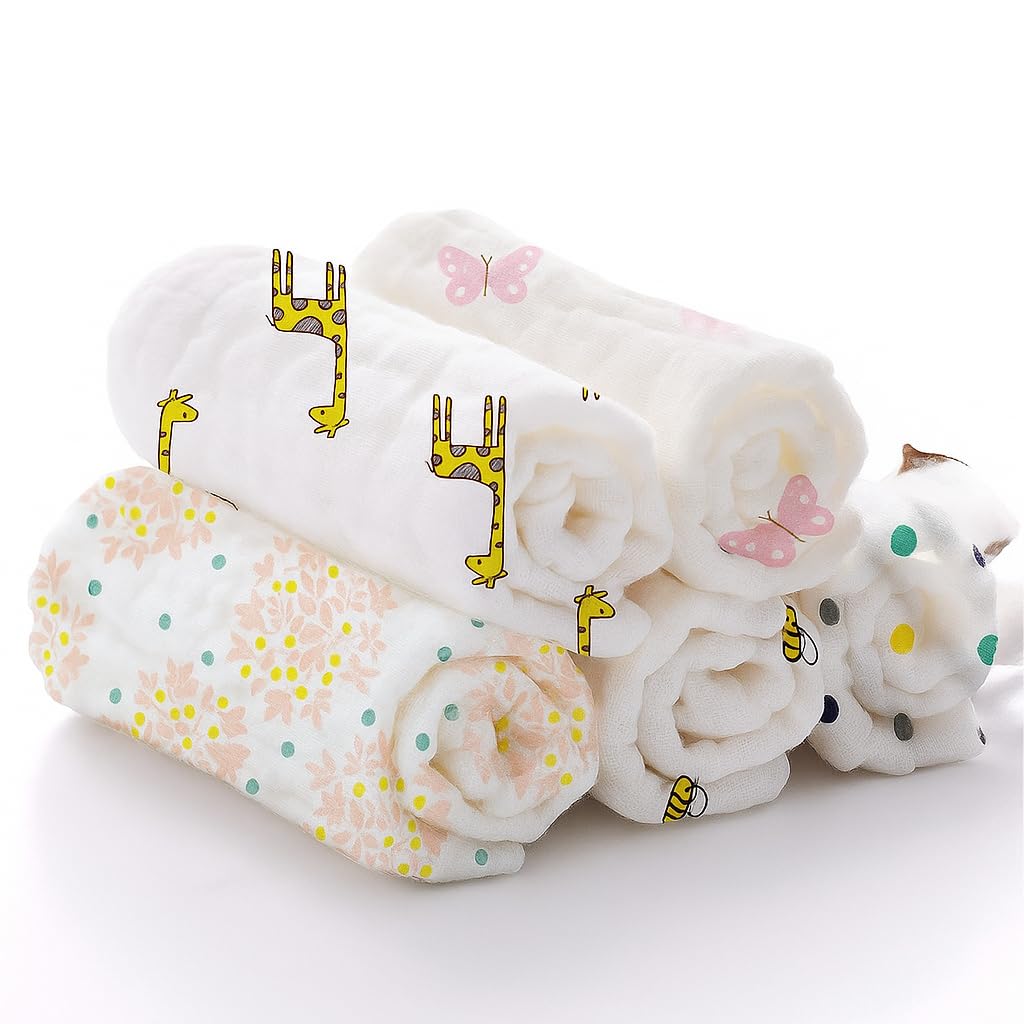 Bhoomi Impex Muslin Washcloths  6 Layers Natural Cotton Baby Face Towel Soft & Breathable Reusable Wipes  Shower Gift For Regi