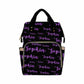Artsadd Personalized Diaper Bag With Name, Customized Purple Glitter Monogram Nappy Backpack With Thermal Pockets Multi-Function