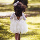 2Bunnies Girl Peony Lace Back A-Line Tiered Tutu Tulle Flower Girl Dress (Ivory 3/4 Sleeve Short, 9-10Yrs)
