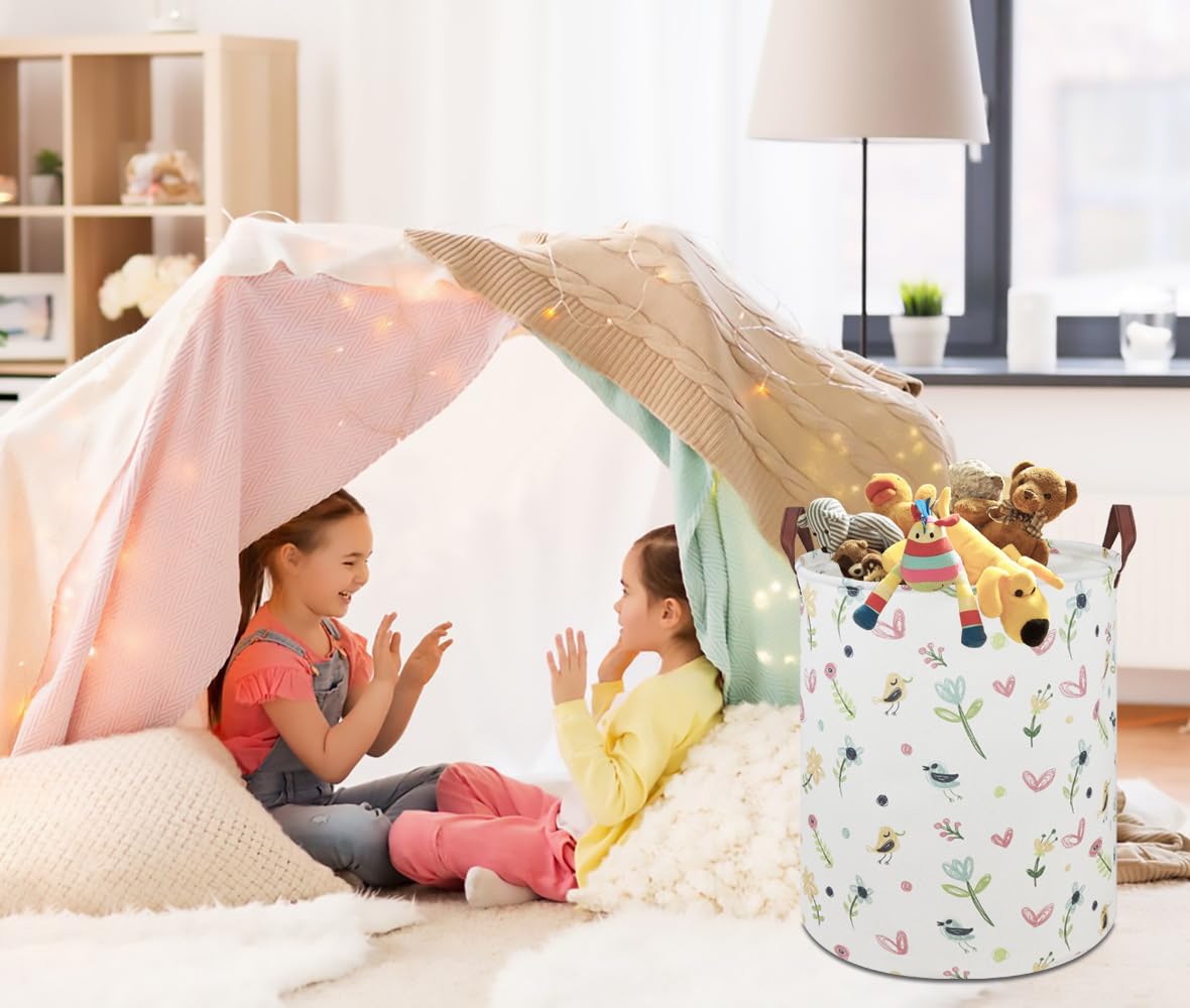 Clocor Kids Laundry Basket,Waterproof Baby Nursery Hamper,Collapsible Fabric Storage Container,Toys Bin,Room Decor,Gift Basket(P