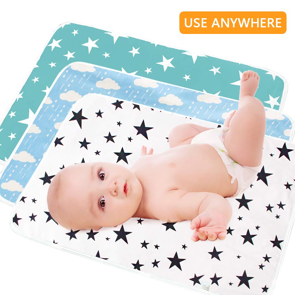 3 Pack Diaper Changing Pad, Maveek Portable Toddler Diaper Changing Pad Waterproof Baby Change Mats Premium Change Pad Liner Bed