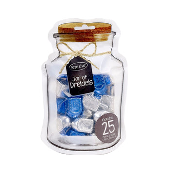 Rite Lite Jar Of Dreidels, 25 Medium Plastic Dreidels - Classic Chanukah Spinning Dreidel Game - Colored Dreidels Bulk Value Pac