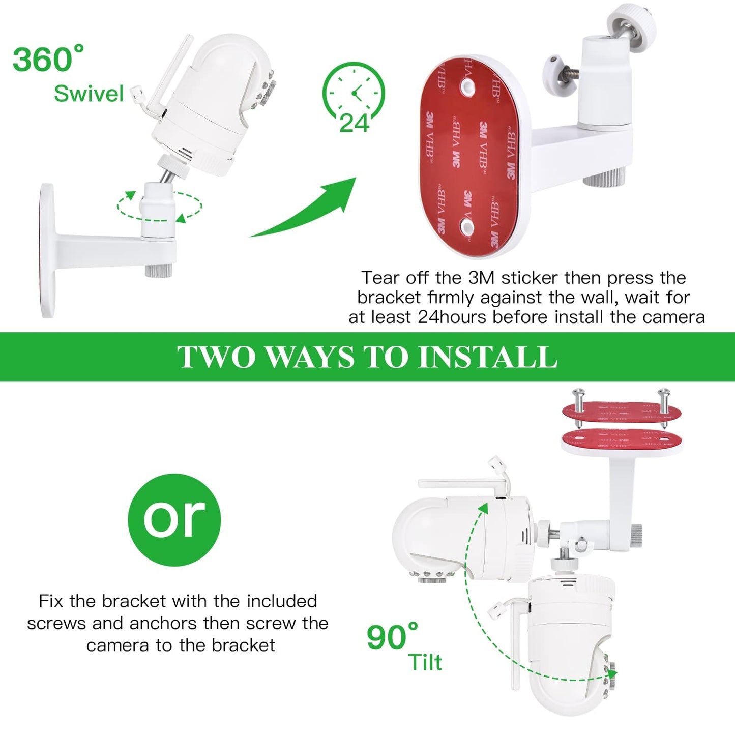 Wochel Adjustable Baby Monitor Wall Mount For Infant Optics Dxr-8 And Dxr-8 Pro Baby Monitor, Perfect View Angle And Easy Instal