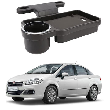 Oshotto (FT04) Foldable Car Auto Headrest Rear Back Seat Table Drink Food Cup Tray Holder Compatible with Fiat Linea  Black