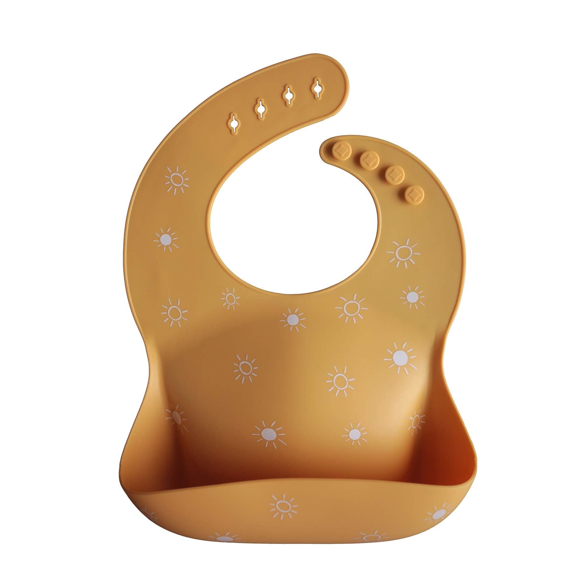 Mushie Silicone Baby Bib | Adjustable Fit Waterproof Bibs (Sun Orange)