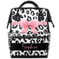 SPYORBKX Cow Print Bow Diaper Bags Nursing Baby Bag Diaper Backpack for Mom Dad Gifts Nappy Bag for Toddlers Travel Baby Backpac